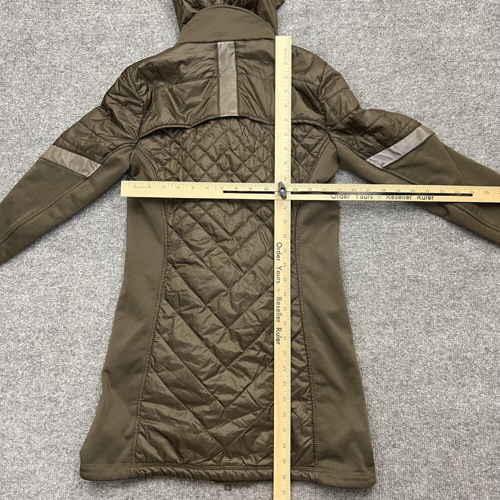 Athleta Jacket Womens Small Brown Quilted Hooded Full Zip Long Coat - Picture 8 of 10